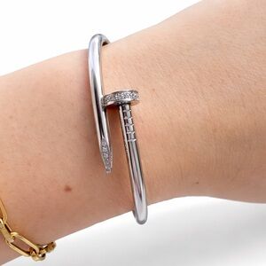 Silver Nail-Style Cuff Bracelet - Women's Jewelry